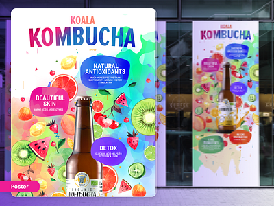 Product Stand adv advertising colorful design drink fruits graphic design health kombucha print product stand urban