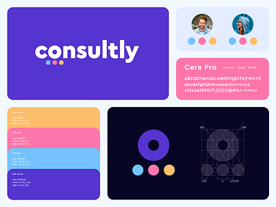 Consultly Branding brand brand identity brandbook branding colorful consultants consulting dots grid help icon leader logo monogram o people smart timeless web3 wordmark
