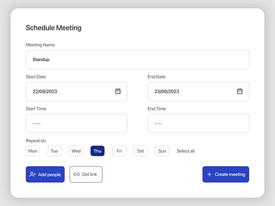 Schedule Meeting - UI Design clean dashboard figma meeting ui