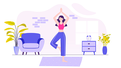 Home Yoga Practice design illustration yoga