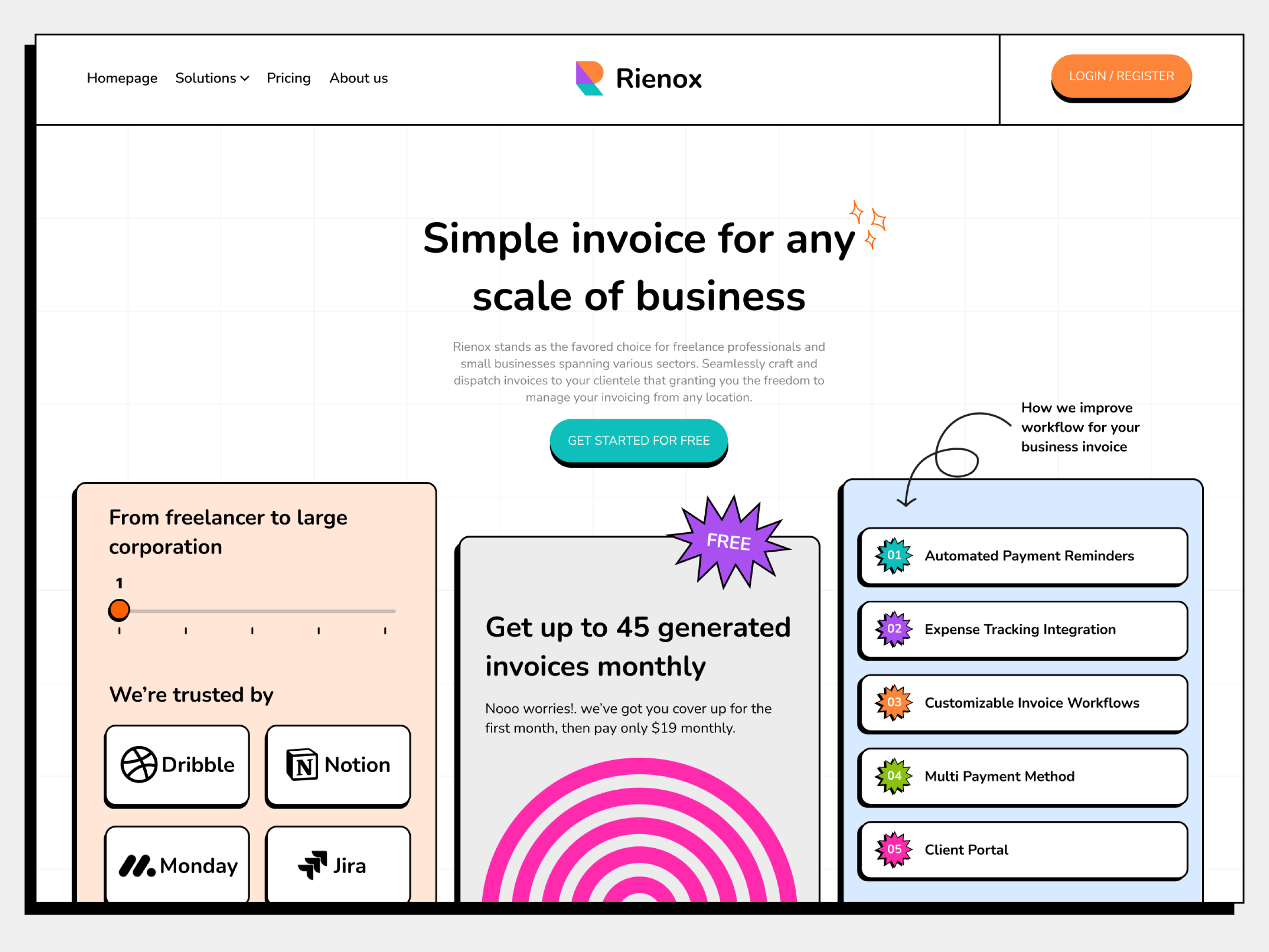 SaaS Landing Page Exploration invoice saas ui web design website