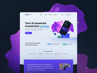 StockSync app branding darkmode design fintech graphic design homepage landing page ui ui design