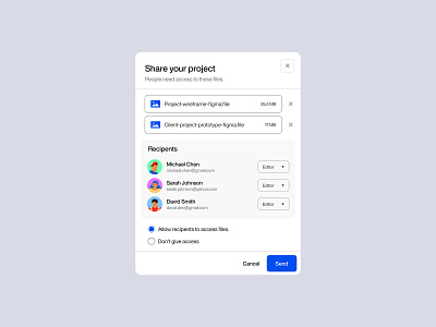 Share Project - Modal app component design components design design system figma iconography icons landing page mail minimalist modal platform popups project team ui ui design ui kit widget