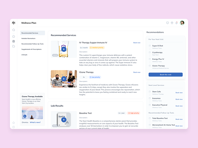Recommended Services ads calendar cta dashboard desktop health plan plaz product project rags recomendation shedule stat super tag ui upsale user wellness