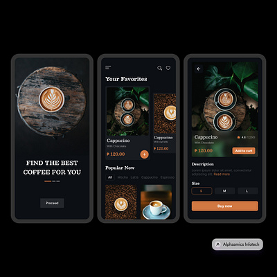 Coffee Shop App Ui Design app branding design graphic design illustration logo typography ui ux vector