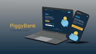 PiggyBank - 404 Page 404 page bank design design challenge desktop experience design illustration interface design mobile ui ui design user interface design uxcel uxui