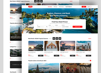 Online Travel Booking Web Page (Web Design Exploration) booking design graphic design hotel minimal travel ui ux web design