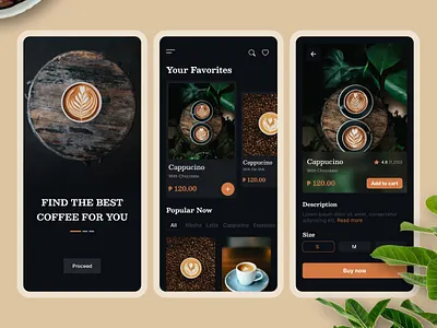 Coffee Shop App Ui Design app branding design graphic design illustration logo typography ui ux vector