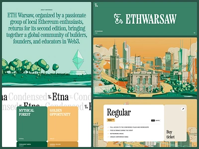 ETHWarsaw Brand Essentials 3d arnold branding c4d city cityscape conference crypto defi ethereum green illustration monofont orange serif solarpunk sunset toon shader web3