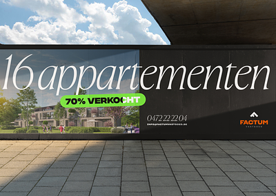 Factum Vastgoed - Real Estate agency belgium billboard black branding design graphic design green logo mockup orange print typography