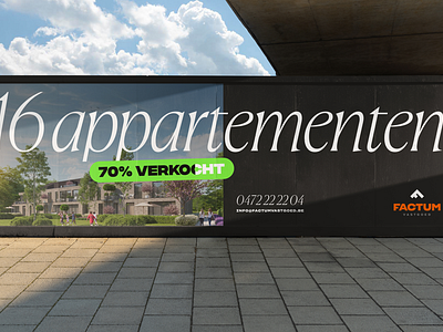 Factum Vastgoed - Real Estate agency belgium billboard black branding design graphic design green logo mockup orange print typography