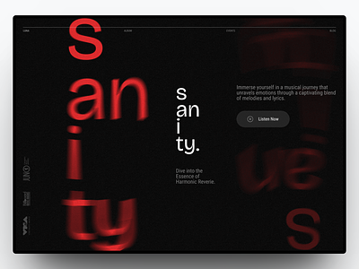 Sanity - Album website album artist branding graphic design landing page music singer song release ui web design