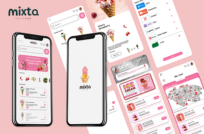 MIXTA Ice Cream App 3d animation branding figma graphic design logo motion graphics ui
