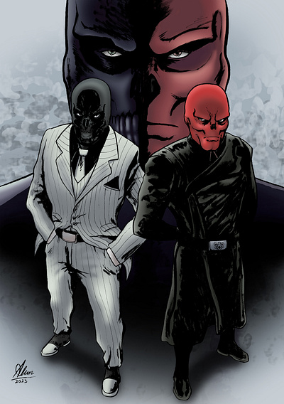 Black Mask & Red Skull art artist artwork character character illustration comic artist comic cover comic style cover design dc design drawing editor editorial fanart illustration marvel publisher publishing skull