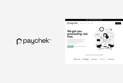 Paychek branding checkmark design geometric initials letter p lettermark logo p pay payment