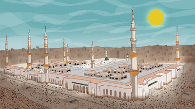 Prophet's Mosque arab arabic art digital painting illustration prophets mosque saudi vector illustration