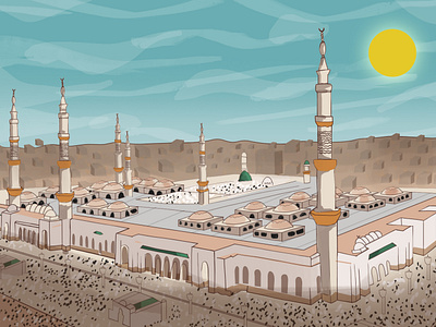 Prophet's Mosque arab arabic art digital painting illustration prophets mosque saudi vector illustration