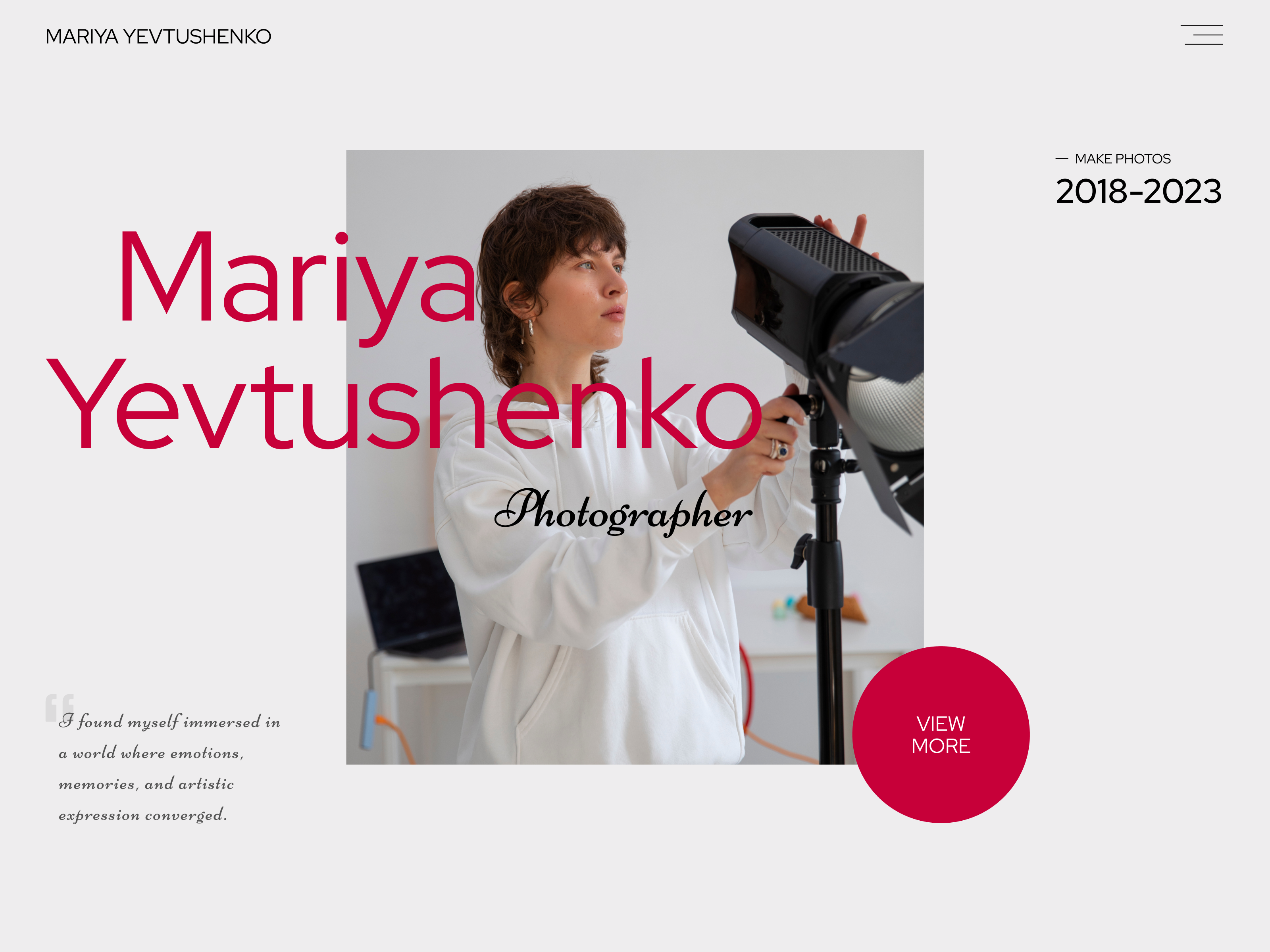 Photographers Portfolio Landing Page landing page personal photographer photography portfolio ui web