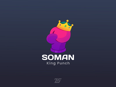 Soman "King Punch" 3d amazing logo art awesome logo boxing colorful creative crown design gradient logo hand identity illustration king logo logos luxury modern punch sports