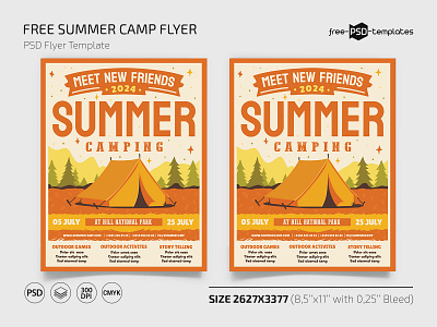 Free Summer Camp Flyer PSD Template camp camping event events flyer flyers free freebie photoshop print printed psd summer template templates