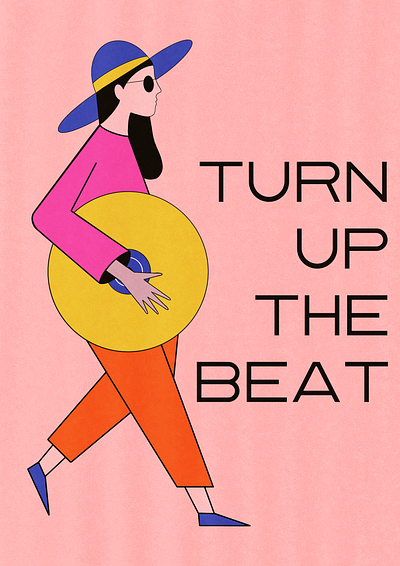 TURN UP THE BEAT digital art graphic design greeting card illustration illustrator music poster procreate