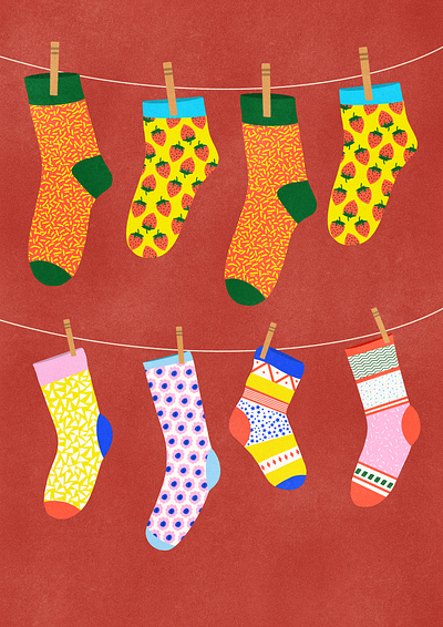 lost a sock digital art graphic design greeting card illustration illustrator poster procreate socks