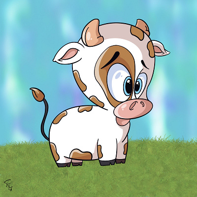 Cute Cow animal character cow drawing illustration inspiration procreate