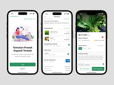 O'Farm - Organic Grocery Delivery Mobile App app design delivery app design e commerce green grocery iphone minimal mobile app product simple design ui uiux ux