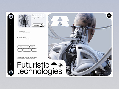 Futuristic technologies landing page AI design-concept 3d ai clean cyber tatto technologies