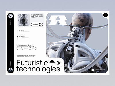 Futuristic technologies landing page AI design-concept 3d ai clean cyber tatto technologies