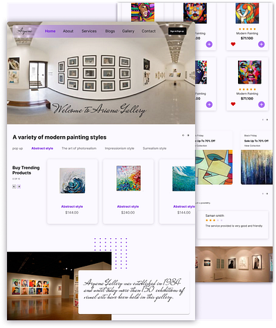Art Gallery Landing Page 🎨 art design gallery landing page uiux