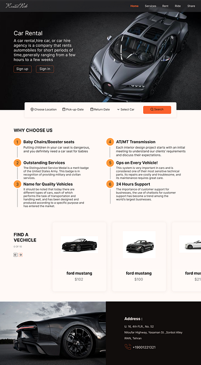 Rental Car 🚘 cars landing luxury cars animation concept luxury cars landing page rental uiux website