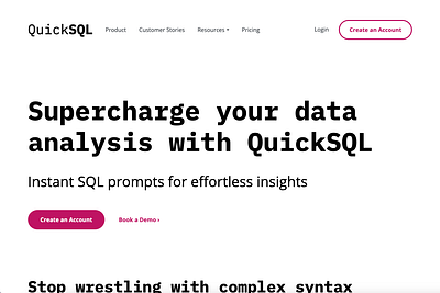 QuickSQL boostrap css design html javascript webdev