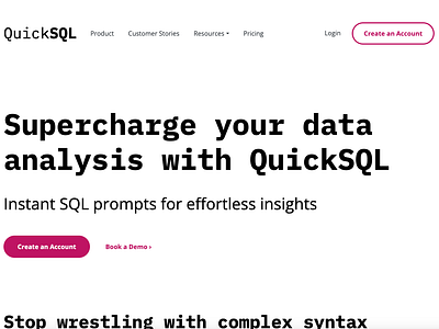 QuickSQL boostrap css design html javascript webdev