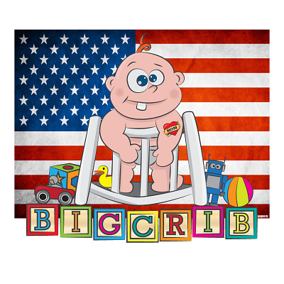American baby Big crib illustration graphic design illustration logo