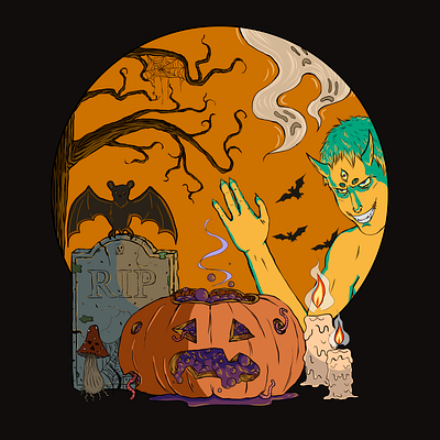 looking forward to Halloween adobephotoshop character desidncharacter digitalillustration halloween illustration photoshopillustration