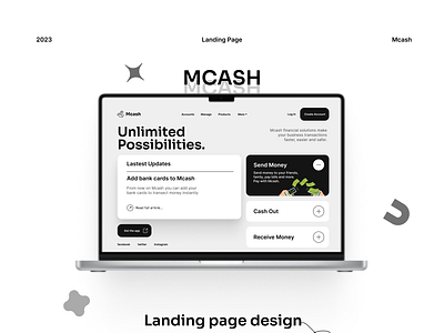 Mcash landing page figma landing page money website design