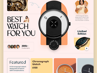 Online Watch Selling E-commerce Shop landing page branding business creative header creative website design ecommerce elegant fashion header luxury online shop online shopping retail shop store watch watch shop watches website design wristwatches