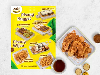 Go Pisang Menu Banner banana banner brand branding catalog creative design dessert flyer food fried graphic design media menu nugget outlet poster promotional sweet yellow