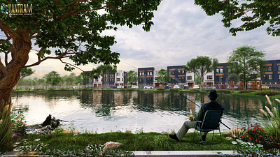 Lakeside Tranquility: Berlin's Breathtaking Exterior Rendering 3d animation apartment commercial condominium design exterior interior lakesideview luxury modern public park rendering services visualization