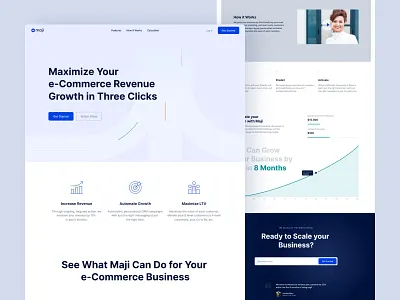 Maji home page ai clean home page interaction interface landing machine learning minimal product saas ui ux web website