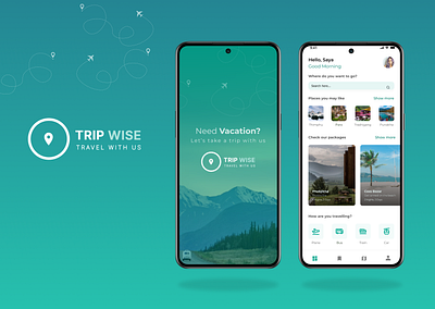 Travel App app branding figma graphic design green home page landing page logo mobile design travel travel app trip ui ux uxui vacation wireframe