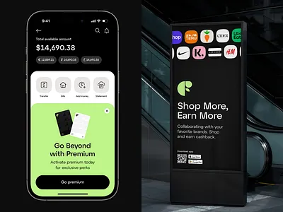 Outdoor Advertising for Bank App advertising app bank bank app bank card banner branding card design cashback finance illustration outdoor premium