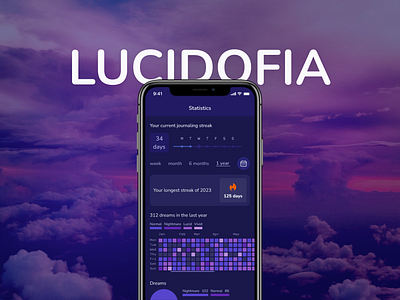 Lucidofia app appdesign application background branding chart design dreams emotions journaling mobile mobiledesign modern nightmare statistics ui ux