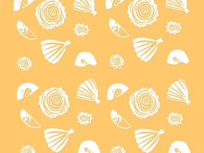 Shell repeat pattern branding calendar design illustration linoprint