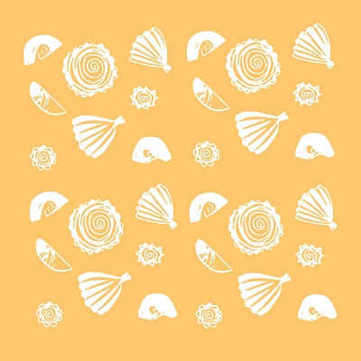 Shell repeat pattern branding calendar design illustration linoprint