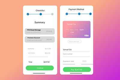 Checkout Screens Ui Design branding design graphic design illustration ui