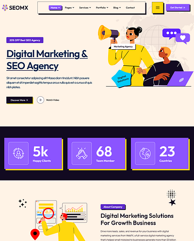 SeoMx - Seo & Digital Marketing Joomla 4 Template animation joomla seo social media