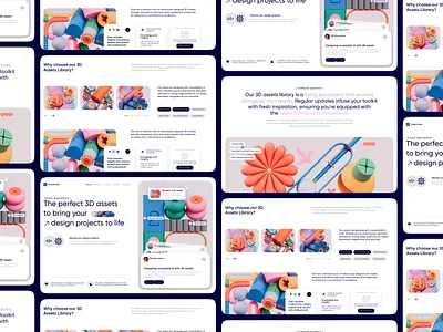 3D assets library for designers 3d app creativity design education figma landing library ui ux web
