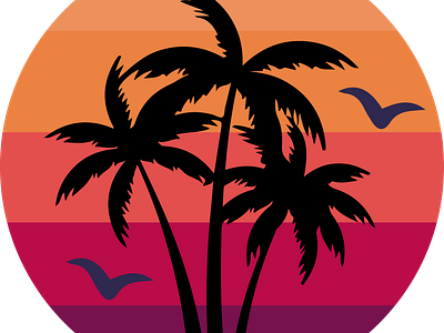 sunset retro beach design 3d animation branding design graphic design illustration logo retro retro desgn sunset sunset retro ui ux vector